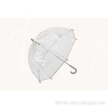 23" 8 Ribs Clear PVC Umbrella Silver Edge J Shape For Adver